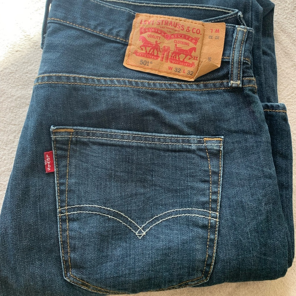 Classic Levis 501s in dark wash